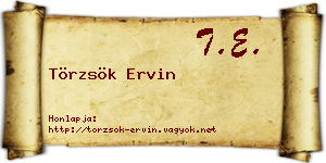 Törzsök Ervin névjegykártya
